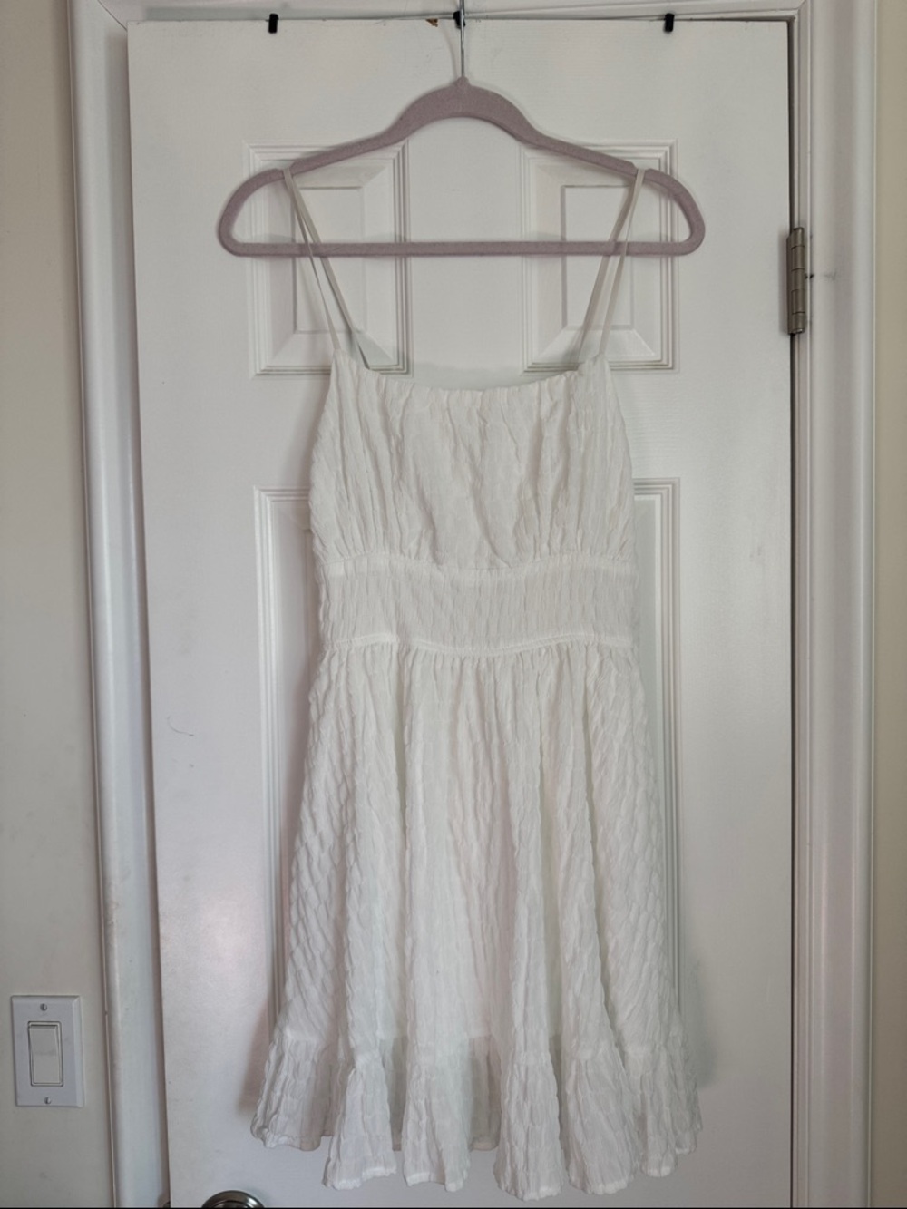 White Mini Sundress with Ruffle Hem - Classic Summer Dress